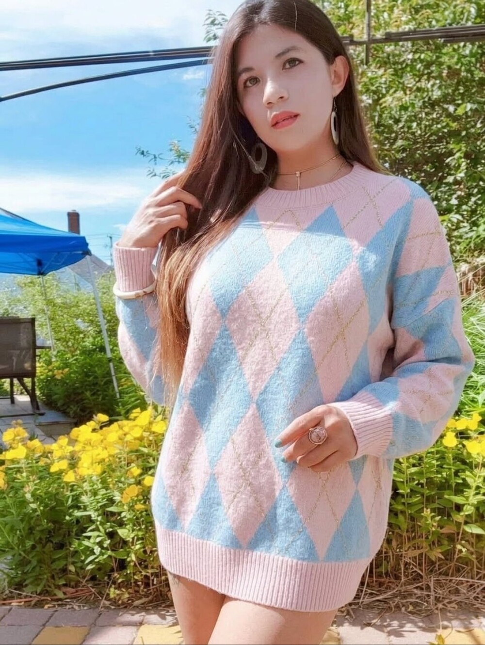 New Style! Stylish Argyle Pullover Knit Sweater
